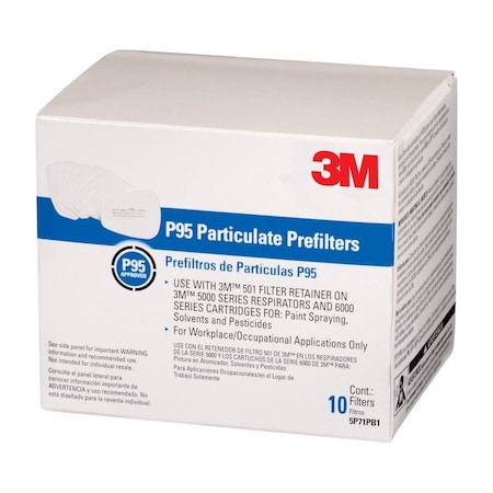 Scotch 3M P95 Paint Spray and Pesticide Application Particulate Filter 5000/6000-Series White 10 pk 5P71P10-C